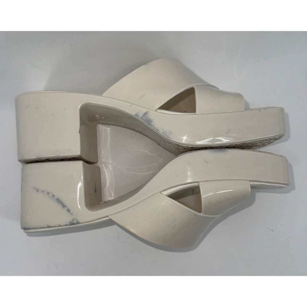 Jeffrey Campbell Bubblegum White Patent Platform Mules Y2K 90s Chunky Heels W 9 - Picture 8 of 13